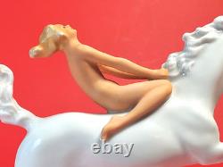 Vintage Wallendorf Figurine Nude Lady Riding White Horse-Crown W 1763