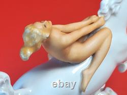 Vintage Wallendorf Figurine Nude Lady Riding White Horse-Crown W 1763