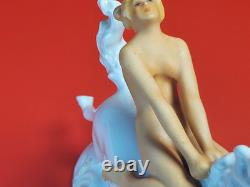 Vintage Wallendorf Figurine Nude Lady Riding White Horse-Crown W 1763