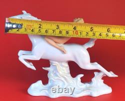 Vintage Wallendorf Figurine Nude Lady Riding White Horse-Crown W 1763