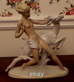 Vintage Wallendorf Woman Figure With her Ram Germany
