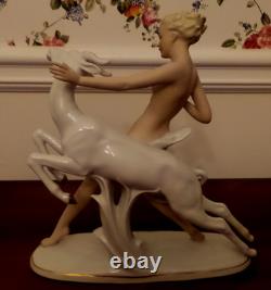 Vintage Wallendorf Woman Figure With her Ram Germany