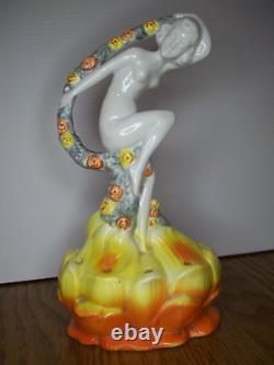 Vintage art deco porcelain nude female flower frog made Germany many colors Z71
