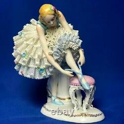 Vintage original porcelain lace figurine sitzendorf ballerina Rare Germany