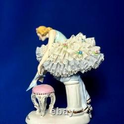 Vintage original porcelain lace figurine sitzendorf ballerina Rare Germany