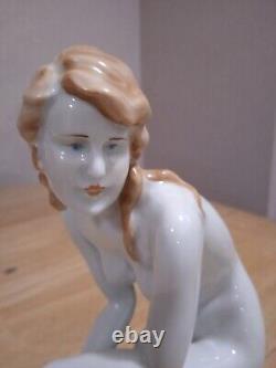 VintageHerend Hungarian Porcelain Nude Woman Figurine Art Deco