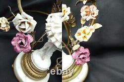 Volkstedt Muller Porcelain Lace Ballerina Boudoir Ormolu Figural Candelabra Lamp