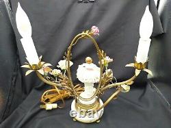 Volkstedt Muller Porcelain Lace Ballerina Boudoir Ormolu Figural Candelabra Lamp