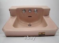 Vtg 1950s American Standard Bathroom Lavatory Wall Sink Pink Porcelain As Is