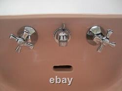 Vtg 1950s American Standard Bathroom Lavatory Wall Sink Pink Porcelain As Is