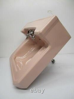 Vtg 1950s American Standard Bathroom Lavatory Wall Sink Pink Porcelain As Is