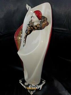 Vtg 1988 sign Art Deco GALOS Harlequin colors red white gold Porcelain Figure 16