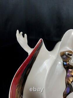 Vtg 1988 sign Art Deco GALOS Harlequin colors red white gold Porcelain Figure 16