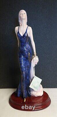 Vtg A. Santini Figurine Art Deco Lady In Purple Dress & paperwork