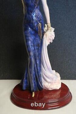 Vtg A. Santini Figurine Art Deco Lady In Purple Dress & paperwork