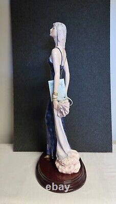 Vtg A. Santini Figurine Art Deco Lady In Purple Dress & paperwork