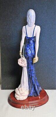 Vtg A. Santini Figurine Art Deco Lady In Purple Dress & paperwork