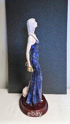 Vtg A. Santini Figurine Art Deco Lady In Purple Dress & paperwork