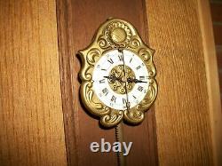 Vtg. Anno 1750 Style-Sawtooth Gravity Clock/Porcelain Dial Brass on Walnut