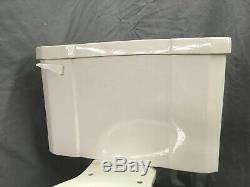 Vtg Art Deco Ceramic White Porcelain Complete Toilet Bowl Tank Lid Case 30-19E