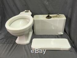 Vtg Art Deco Ceramic White Porcelain Complete Toilet Bowl Tank Lid Case 30-19E