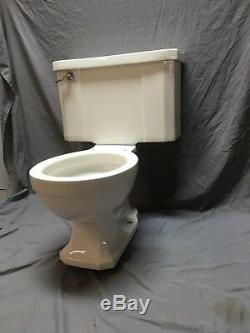 Vtg Art Deco Ceramic White Porcelain Complete Toilet Bowl Tank Lid Case 596-18E