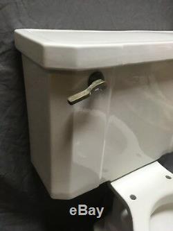 Vtg Art Deco Ceramic White Porcelain Complete Toilet Bowl Tank Lid Case 596-18E