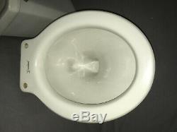 Vtg Art Deco Ceramic White Porcelain Toilet Bowl Tank Lid Old Standard 14-20E