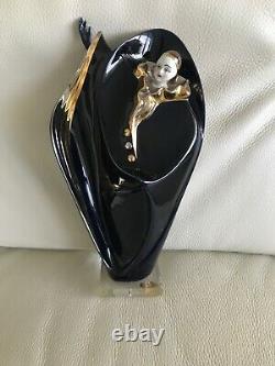 Vtg Art Deco GALOS Black Gold Silver Porcelain Figurine