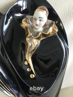 Vtg Art Deco GALOS Black Gold Silver Porcelain Figurine