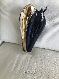 Vtg Art Deco GALOS Black Gold Silver Porcelain Figurine