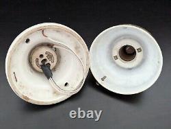 Vtg Art Deco Hanging Light Fixture Custard Glass Shade Porcelain Globe Holder