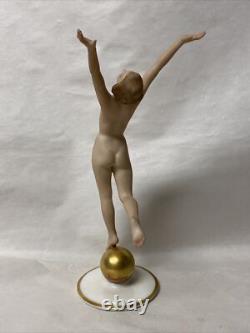 Vtg Art Deco Lorenz Hutschenreuther Germany Nude Dancer Lady Gold Ball Figurine