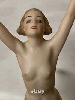 Vtg Art Deco Lorenz Hutschenreuther Germany Nude Dancer Lady Gold Ball Figurine