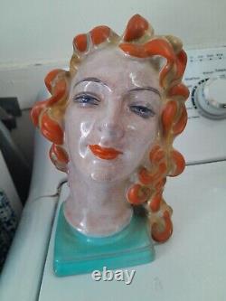 Vtg Art Deco MCM Porcelain Czechoslovakia Girl Head Bust Figurine Statue 2057