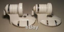 Vtg Art Deco Porcelain Sconce Light Fixture Silver Shade Pair 2 Rewired USA #C24