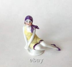 Vtg Bathing Beauty Lady Half Doll Pin Cushion Figurine Porcelain Art Deco German