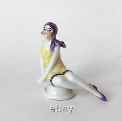 Vtg Bathing Beauty Lady Half Doll Pin Cushion Figurine Porcelain Art Deco German