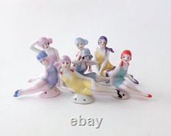 Vtg Bathing Beauty Lady Half Doll Pin Cushion Figurine Porcelain Art Deco German