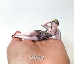 Vtg Bathing Beauty Lady Woman Doll Figurine Porcelain Bisque Art Deco Germany