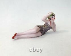 Vtg Bathing Beauty Lady Woman Doll Figurine Porcelain Bisque Art Deco Germany