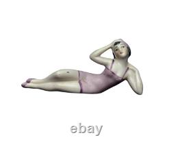Vtg Bathing Beauty Lady Woman Figurine Porcelain Bisque Doll Art Deco Germany