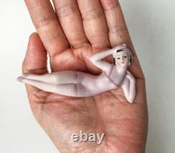 Vtg Bathing Beauty Lady Woman Figurine Porcelain Bisque Doll Art Deco Germany