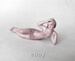 Vtg Bathing Beauty Lady Woman Figurine Porcelain Bisque Doll Art Deco Germany