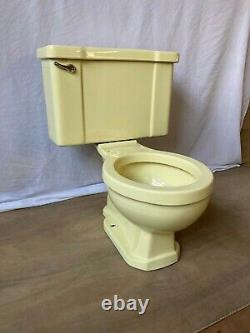 Vtg Deco Mid Century Yellow Porcelain Complete Toilet Bowl Tank Lid Old 654-20E