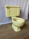 Vtg Deco Mid Century Yellow Porcelain Complete Toilet Bowl Tank Lid Old 654-20e