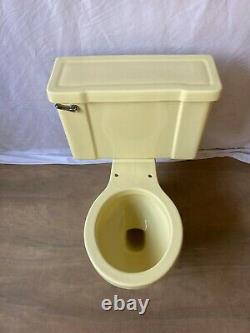 Vtg Deco Mid Century Yellow Porcelain Complete Toilet Bowl Tank Lid Old 654-20E