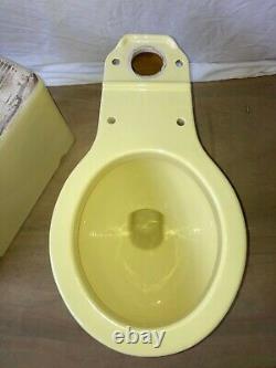 Vtg Deco Mid Century Yellow Porcelain Complete Toilet Bowl Tank Lid Old 654-20E