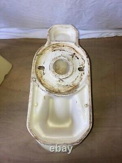 Vtg Deco Mid Century Yellow Porcelain Complete Toilet Bowl Tank Lid Old 654-20E