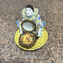 Vtg French Art Deco Pierrot Clown Jester Porcelain Inkwell Pen Figurine Signed